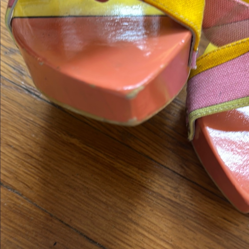 Emilio Pucci Colorful Women's Wedge Strappy Heels - Picture 3 of 6